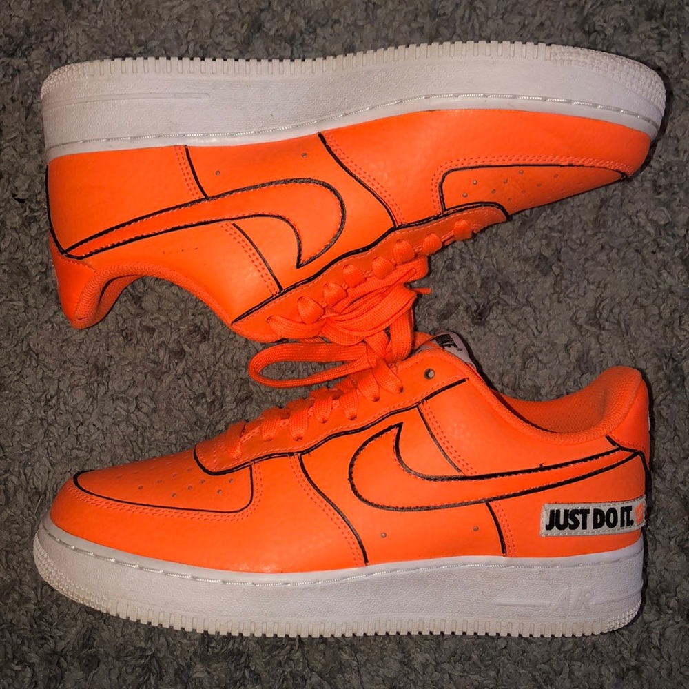 Nike neon orange Air Force 1s